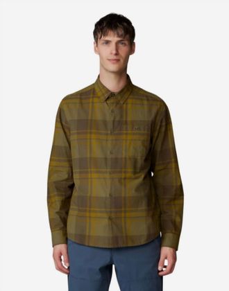 Mountain Hardwear Big Cottonwood Long Sleeve Shirt In Combat Green Fireside Plaid