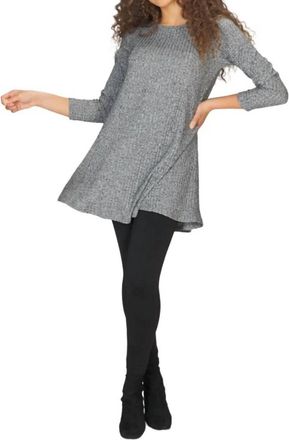 Papillon Ribbed Panel A-Line Dress In Heather Grey