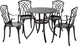 OUTSUNNY 5 PCs Coffee Table Chairs Outdoor Garden Furniture Set with Hole