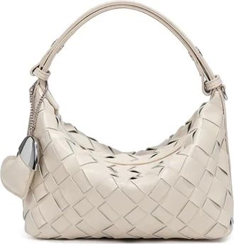 Generic Compatible For Womens Fresh Handbag Love Heart Decoration Dumpling Bag Shoulder Crossbody Soft PU Leather(Beige)