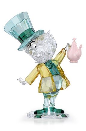 Swarovski x Disney Alice in Wonderland The Mad Hatter Figurine in Teal Multi at Nordstrom