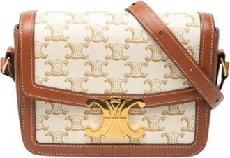 Celine Vintage, unisex, Beige, ONE Size, Leer, Pre-owned Teen Triomphe Crossbody Bag