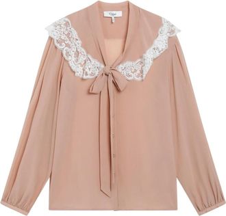 Chlo&eacute; Blouse met strik aan de voorkant - Dames - Blouses - Roze - XS - Polyester - Overhemden