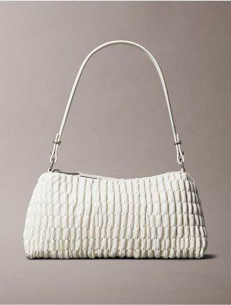 Calvin Klein Womens Ruched Shoulder Bag - White