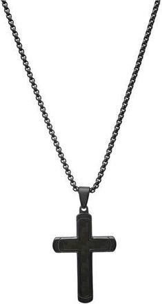 HMY Jewelry Mens Black Stainless Steel Cross Pendant Necklace at Nordstrom Rack
