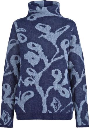 Alessia Santi Dolcevita met jacquardmotief - Dames - Coltruien - Blauw - XS - Wol - Truien & Vesten