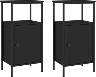 vidaXL Vidaxl - Bedside Cabinets 2 pcs Black 41x31x80 cm Engineered Wood