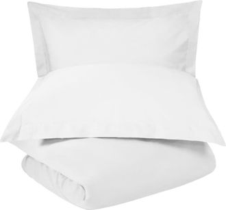 Superior Solid 300 Thread Count Sateen Duvet Cover & Shams Set in White at Nordstrom Rack, Size King/california King