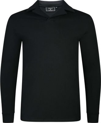 Siksilk Langarm-Poloshirt SIKSILK Siksilk Langarmpolo Longsleeved Revere, Herren, Gr. XXL, schwarz, Obermaterial: 95% Baumwolle CO. 5% Elasthan EL., Shirts La
