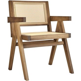 TecTake Silla de comedor, rat&aacute;n vien&eacute;s, estilo boho, carga 120kg, roble claro