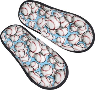 Generic Camping Slippers Baseball Ball Lightweight Plush Slippers Portable Anti-Slide Slipper For Ladies Bedroom Room M