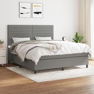 vidaXL Vidaxl - Cama Box Spring Con Colch&oacute;n Tela Gris Oscuro 160x200 Cm