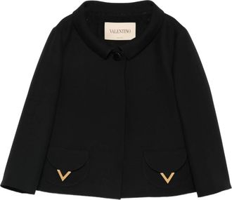 Valentino Light Jackets, female, Black, Size: XS Vlogo Signature Wool Jacket
