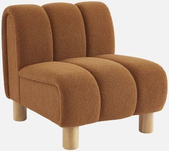 Sweeek Sill&oacute;n Relax Pies Redondeados Madera De Hevea Y Borreguito