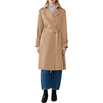 Soia & Kyo Becky Double Breasted Trench Coat in Teak at Nordstrom, Size Small