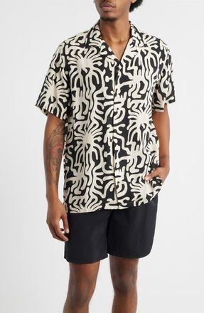 OAS Loefy Rocco Camp Shirt in Black at Nordstrom, Size Xx-Large