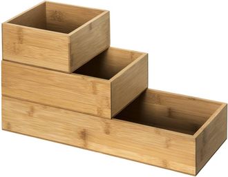 5five Simply Smart 5five Simply Smart - 3 Organizadores De Bamb&uacute; Apilables - Beige