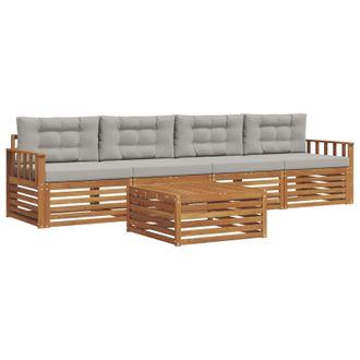 vidaXL Conjunto De Sof&aacute;s De Exterior 5 Pcs Gris Natural Y Claro Vidaxl