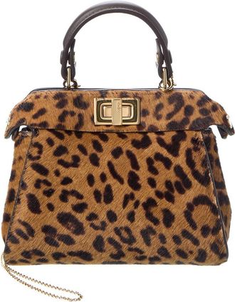 Fendi Fendi Nano Peekaboo Haircalf & Leather Clutch