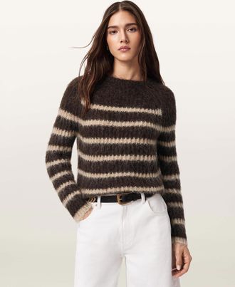 AllSaints Riga Striped Crew Neck Sweater