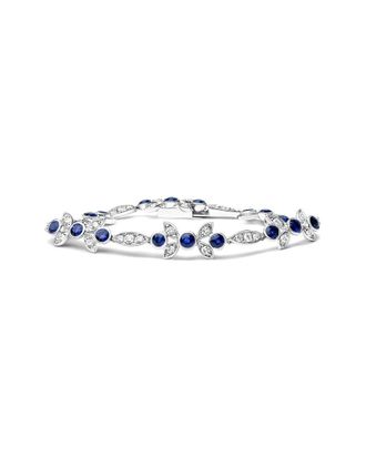 House of Brilliance Haus Of Brilliance Colorful Gemstones 18K 6.13 Ct. Tw. Diamond & Sapphire Link Bracelet