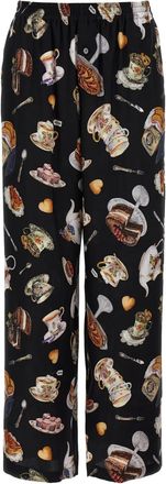 Moschino Pantaloni con stampa Tea Time - Nero