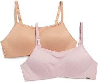 DKNY 2-Pack Micro Logo Band Wireless Bras in Cafe /Mauve at Nordstrom Rack, Size 38B