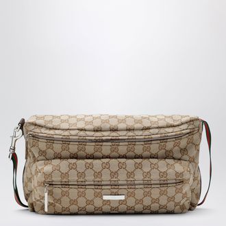 Gucci Tag medium GG canvas crossbody bag in sand/brown