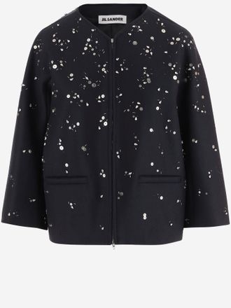 Jil Sander scheerwollen jack met metallic details