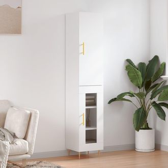 vidaXL Vidaxl - Aparador Alto Madera Contrachapada Blanco 34,5x34x180 Cm
