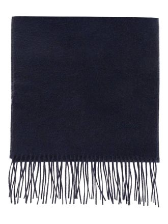 Brioni embroidered-fringe scarf - Blue