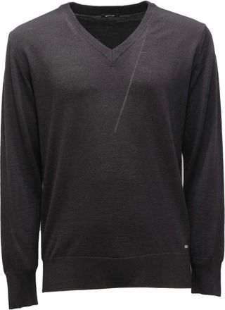 Officina36 V-neck Knitwear, male, Black, S, Wool Blend V-Neck Jumper