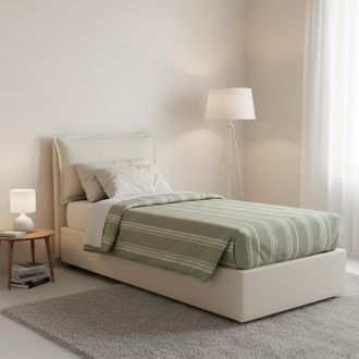 Dmora Dmora - Cama Individual Dpal, Cama Contenedor Con Revestimiento De Tela, 100% Made In Italy, Apertura Frontal, Adecuado Para Colch&oacute;n Cm 90x190, Beige
