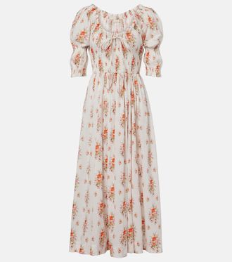D&ocirc;en D&ocirc;en Ischia gathered floral cotton midi dress