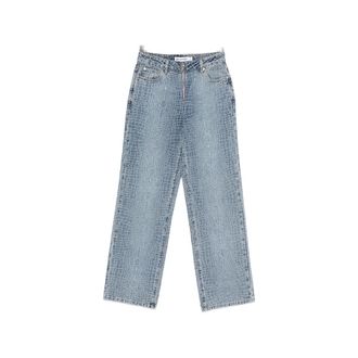 Self Portrait Crocodile-effect Jeans