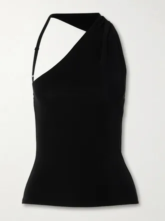 Courr&egrave;ges Canotta Asimmetrica Cut-out In Cr&ecirc;pe Stretch - Nero