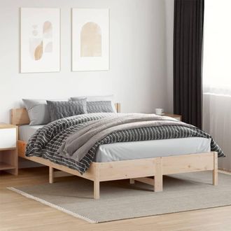 Berkfield Home Beautiful Bed Frame without Mattress 150x200 cm King Size Solid W in Light Tan