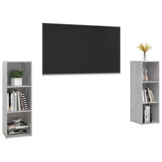 Berkfield Home TV Cabinets 2 pcs Concrete Grey 107x35x37 cm Engineered Wood | Size: 107 x 35 x 37 cm