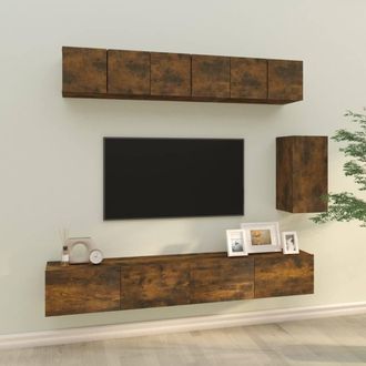 Berkfield Home 6 Piece TV Cabinet Set Smoked Oak Engineered Wood in Brown