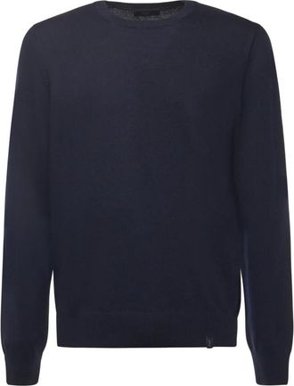 Fay Wollen trui met ronde hals - Heren - Ronde hals truien - Blauw - S - Wol - Truien & Vesten