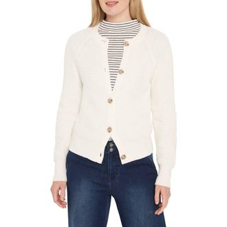 Nic+Zoe Waffle Stitch Cotton Blend Cardigan in Classic Cream at Nordstrom, Size Xx-Large