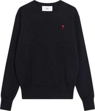 Ami Quota Trui met Logo - Heren - Ronde hals truien - Blauw - 2XL - Wol - Truien & Vesten