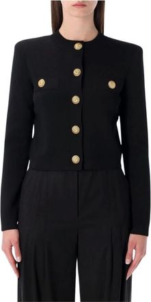 Balmain Cardigans, female, Black, M, Knit Cardigan with Buttons