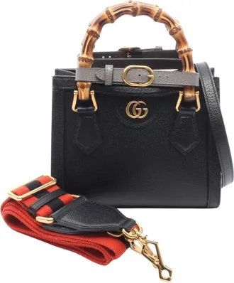 Gucci Black Leather Handbag Tote Bag (Pre-Owned)