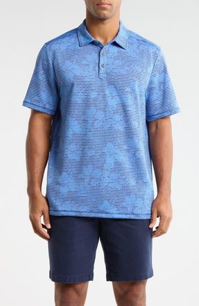 Tommy Bahama Costa Wave Twilight Canopy Seersucker Stripe IslandZone Polo in Bering Blue at Nordstrom, Size X-Large