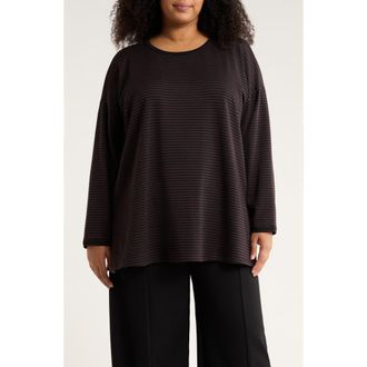 Eileen Fisher Stripe Relaxed Fit Tunic in Cassis at Nordstrom Rack, Size 1X