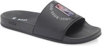 BOSS Bay It NBA Slide Sandal in Black at Nordstrom Rack, Size 10Us / 9Uk