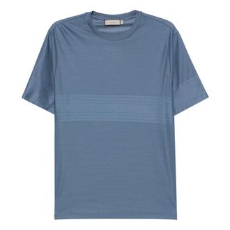 Canali T-Shirts, male, Blue, L, Italian Cotton T-shirt