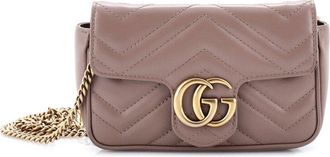 Gucci Beige Matelasse Leather Gg Marmont Flap Bag Super Mini (Authentic Pre- Loved)