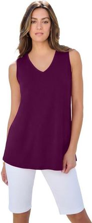 Roaman's Plus Size Cotton Ultimate Swing Tank Top in Dark Berry at Nordstrom, Size 28
